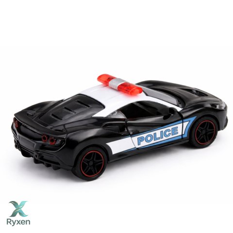 Autko Sportowe Policyjne Samochód Z Napędem Metalowy Pull-Back Czarny 1:43