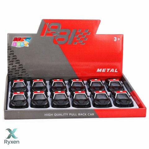 Autko Sportowe Policyjne Samochód Z Napędem Metalowy Pull-Back Czarny 1:43