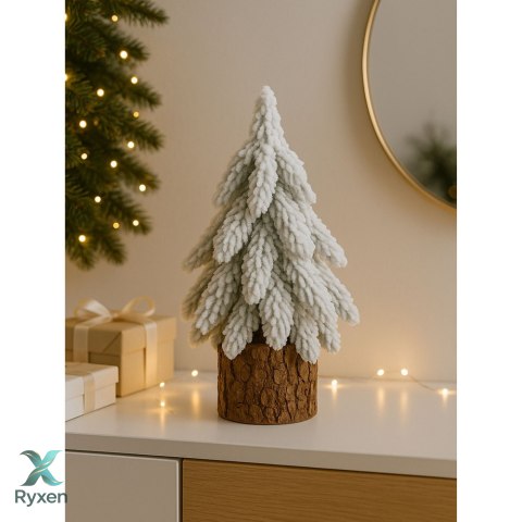 Choinka Ozdobna Dekoracyjna Sztuczna Na Pniu Pokryta Śniegiem 20 x 9 cm