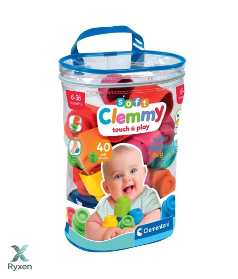 Clemmy Kolorowy Zestaw Woreczek 40 Miękkich Klocków Clementoni 17878