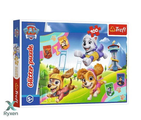 Puzzle - 100 Glitter - Psi Patrol - Błyszczące psiaki - Trefl 14835