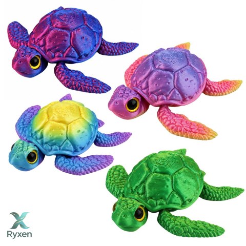 Figurka Żółw Morski 3D Ruchome Płetwy Głowa Mieniący Się Kolorowy 8 cm
