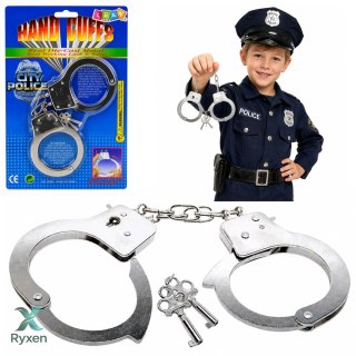 Kajdanki Dla Małego Policjanta Metalowe Z Kluczykami Dla Dzieci Srebrne