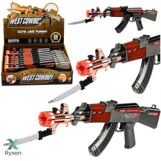 Karabin AK47 Broń Na Baterie Rekwizyt Nóż Efekt Dymny Światła Dźwięki