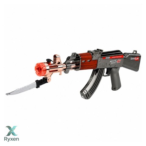 Karabin AK47 Broń Na Baterie Rekwizyt Nóż Efekt Dymny Światła Dźwięki