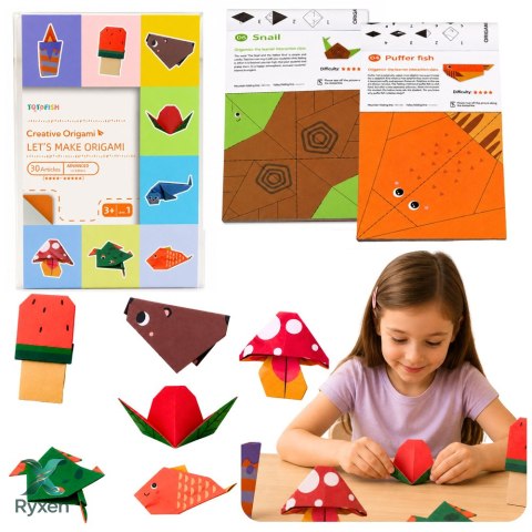 Kolorowy Zeszyt z Origami Dla Dzieci Zwierzęta Poziomy Trudności 30 Arkuszy