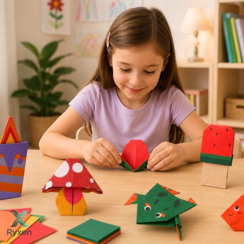 Kolorowy Zeszyt z Origami Dla Dzieci Zwierzęta Poziomy Trudności 30 Arkuszy