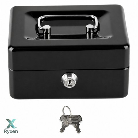Mała Kasetka Na Pieniądze Metalowa Sejf Skrytka Na Klucz Czarna 13x10 cm