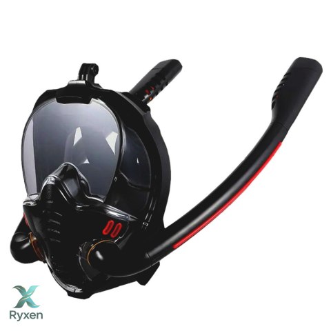 Maska Do Snorkelingu Nurkowania Pełnotwarzowa AntiFog DryTop Czarna L/XL
