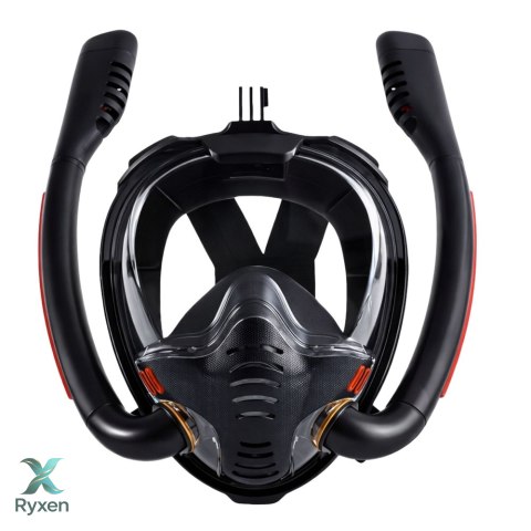 Maska Do Snorkelingu Nurkowania Pełnotwarzowa AntiFog DryTop Czarna L/XL