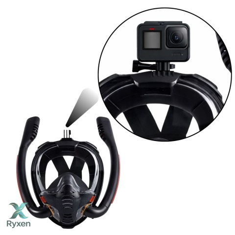 Maska Do Snorkelingu Nurkowania Pełnotwarzowa AntiFog DryTop Czarna L/XL