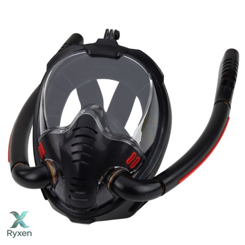 Maska Do Snorkelingu Nurkowania Pełnotwarzowa AntiFog DryTop Czarna L/XL