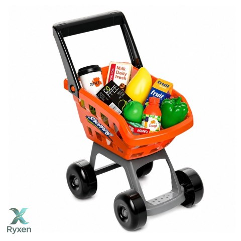 Duży Supermarket Kasa Sklepowa Wózek Skaner Akcesoria Światła Dźwięki 60el.