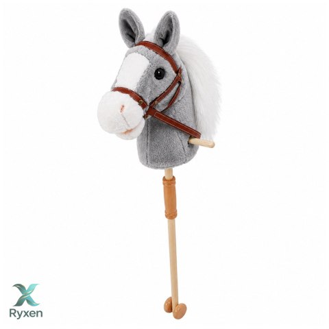 Hobby Horse Koń Na Kiju Głowa Konia Dźwięki Galopu Rżenia Szary 100 cm