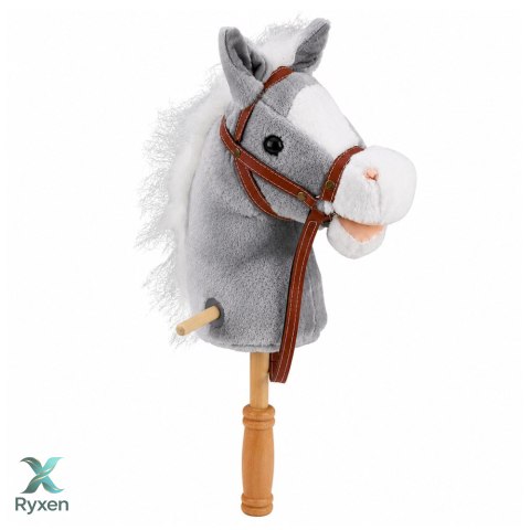 Hobby Horse Koń Na Kiju Głowa Konia Dźwięki Galopu Rżenia Szary 100 cm