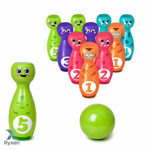 Kręgle Z Buźkami Edukacyjne Dla Dzieci Gra Zręcznościowa Sportowa 10 szt.