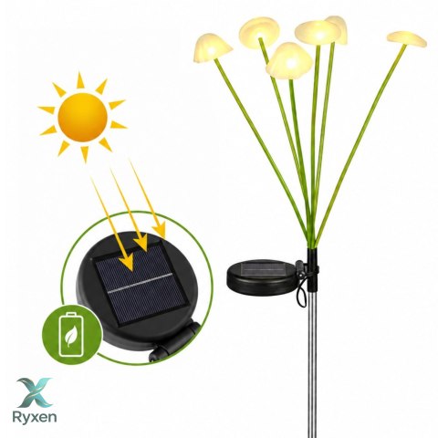 Lampka Solarna Ogrodowa Dekoracyjna Grzybki Ciepłe Światło LED 70cm