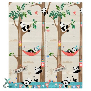 Mata Edukacyjna Do Raczkowania Piankowa Składana Dwustronna Pandy 180x150cm