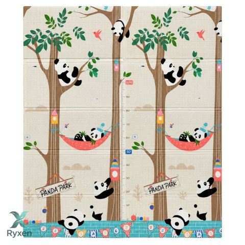 Mata Edukacyjna Do Raczkowania Piankowa Składana Dwustronna Pandy 180x150cm