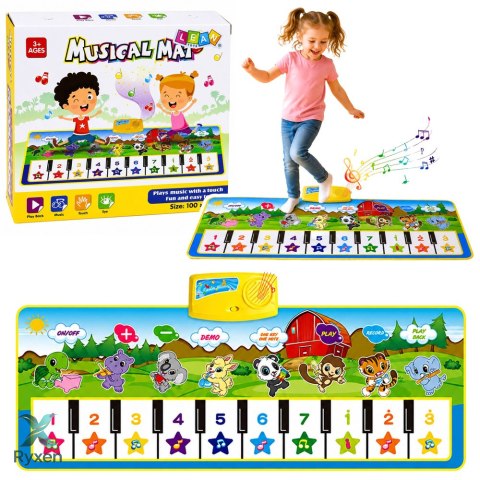 Mata Muzyczna Edukacyjna Pianinko Zwierzątka Dźwięki Instrumentów 100x36 cm