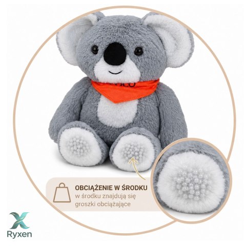 Miś Koala Pluszak Obciążeniowy Terapeutyczny Maskotka 1.3 KG Szary 35 cm