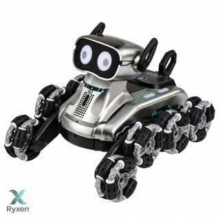 Pies Robot Zdalnie Sterowany RC 8 Kół Tryb Demo Sztuczki Srebrny