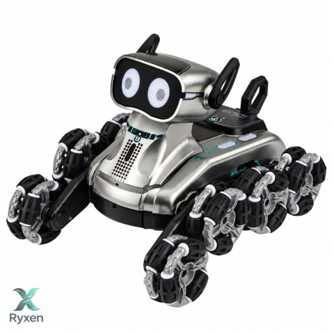Pies Robot Zdalnie Sterowany RC 8 Kół Tryb Demo Sztuczki Srebrny