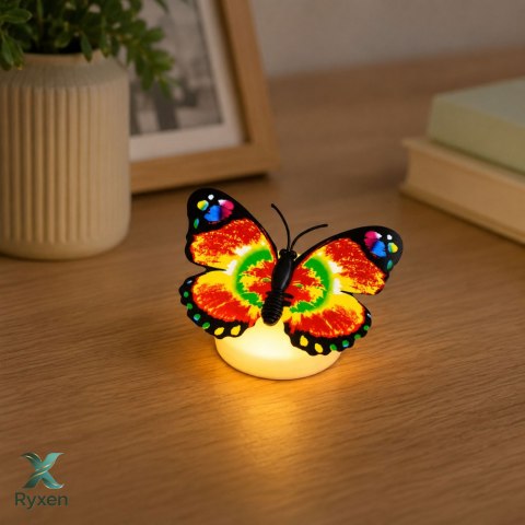 Świecący Motylek LED Dekoracja Do Przyklejenia Samoprzylepny 6x5 cm