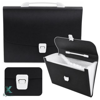 Teczka Organizer Folder z Uchwytem Na Dokumenty 13 Przegród Czarna A4