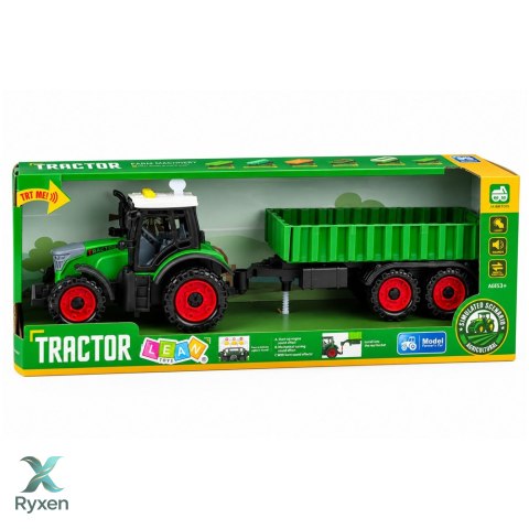 Traktor Farmerski z Przyczepą Rolniczą Napęd Frykcyjny Światła Dźwięk 35cm