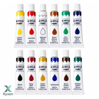 Zestaw Do Malowania Farby Akrylowe Artystyczne 24 Kolory 12 ml