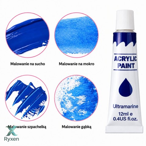 Zestaw Do Malowania Farby Akrylowe Artystyczne 24 Kolory 12 ml