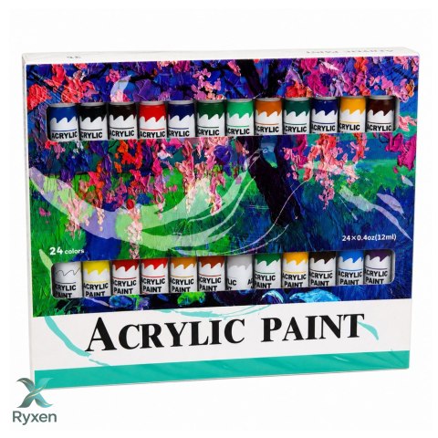 Zestaw Do Malowania Farby Akrylowe Artystyczne 24 Kolory 12 ml