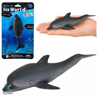 Gumowa Figurka Delfin Morski Miękka Realistyczna TPR Ciemnoszary 17,5 cm