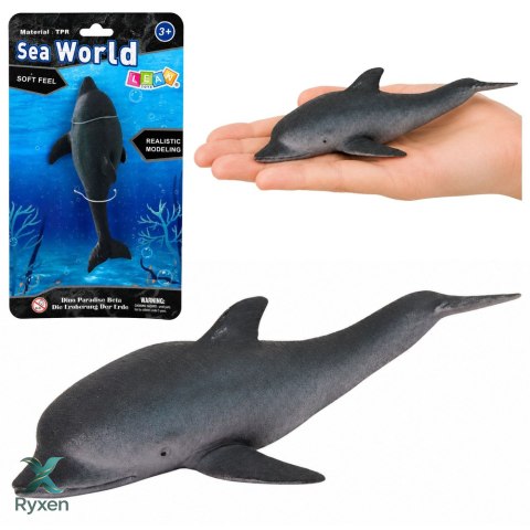 Gumowa Figurka Delfin Morski Miękka Realistyczna TPR Ciemnoszary 17,5 cm