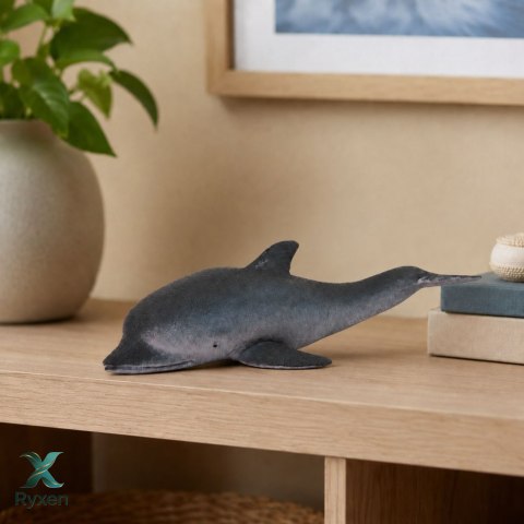 Gumowa Figurka Delfin Morski Miękka Realistyczna TPR Ciemnoszary 17,5 cm
