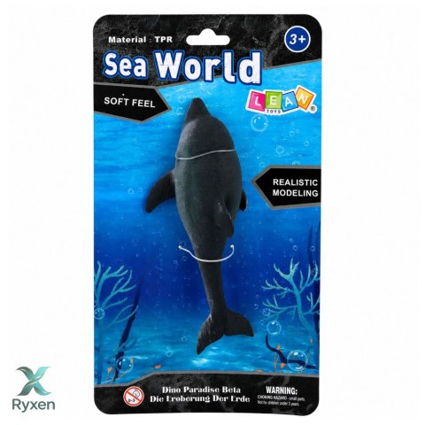 Gumowa Figurka Delfin Morski Miękka Realistyczna TPR Ciemnoszary 17,5 cm