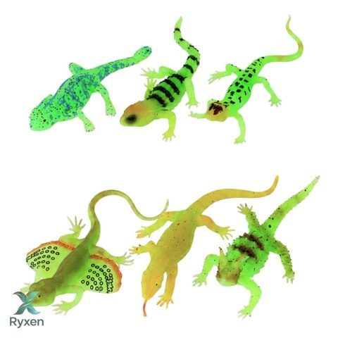 Gumowa Figurka Jaszczurka Fluorescencyjna Świecąca W Ciemności Zielona 15cm