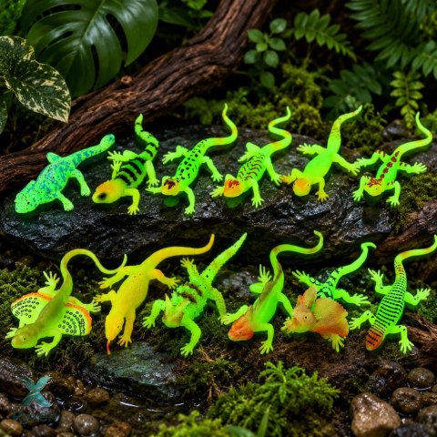 Gumowa Figurka Jaszczurka Fluorescencyjna Świecąca W Ciemności Zielona 15cm