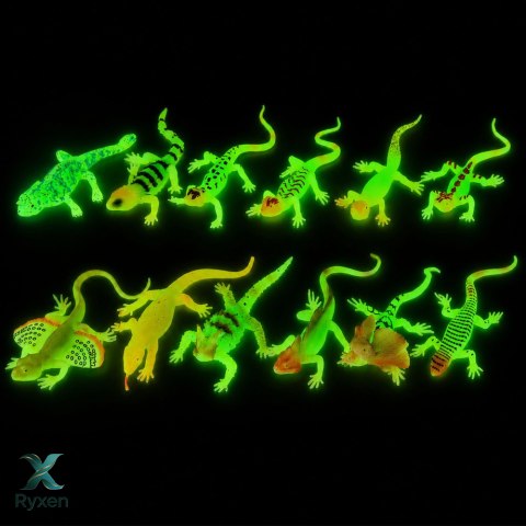 Gumowa Figurka Jaszczurka Fluorescencyjna Świecąca W Ciemności Zielona 15cm