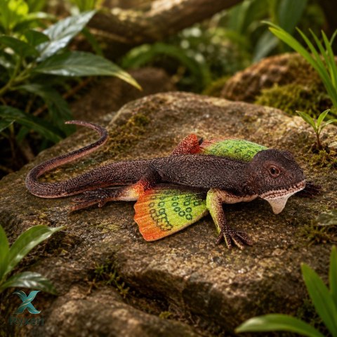 Jaszczurka Agama Błoniasta Gumowa Figurka Rozciągliwa Realistyczna 13 cm