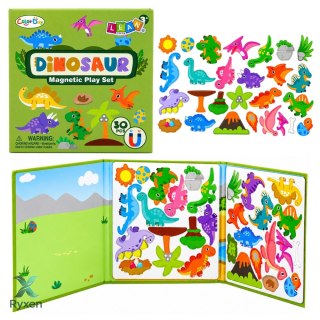 Książeczka Magnetyczna Układanka Puzzle Dinozaury Kolorowe Magnesy 30 el.