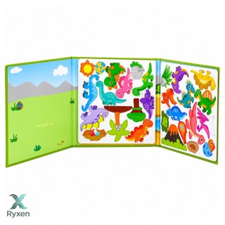Książeczka Magnetyczna Układanka Puzzle Dinozaury Kolorowe Magnesy 30 el.