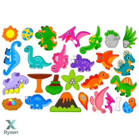 Książeczka Magnetyczna Układanka Puzzle Dinozaury Kolorowe Magnesy 30 el.