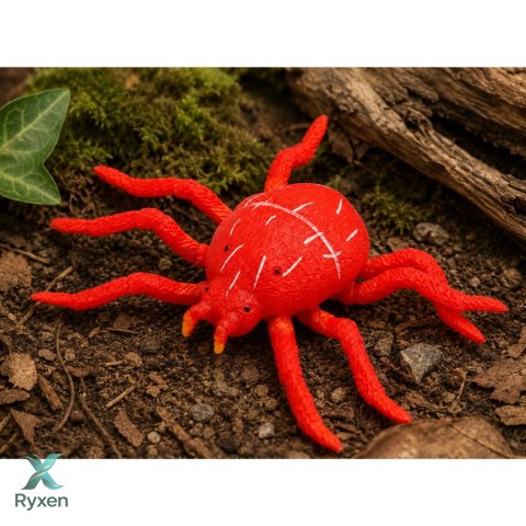 Pająk Czerwony Gumowa Figurka Rozciągliwa Realistyczna 12 cm