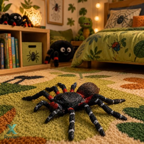 Pająk Tarantula Gumowa Figurka Rozciągliwa Realistyczna Czarny 10 cm