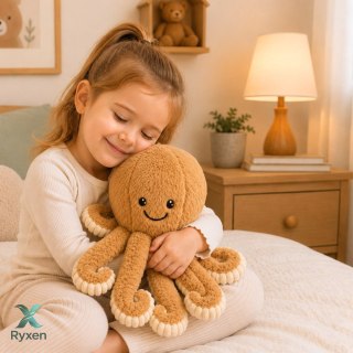 Pluszowa Ośmiornica Maskotka Przytulanka Sprężyste Macki Beżowa 30 cm