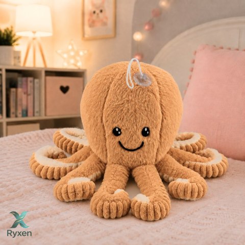 Pluszowa Ośmiornica Maskotka Przytulanka Z Przyssawką Beżowa 16 cm