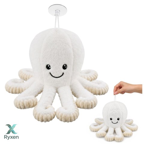 Pluszowa Ośmiornica Maskotka Przytulanka Z Przyssawką Biała 16 cm