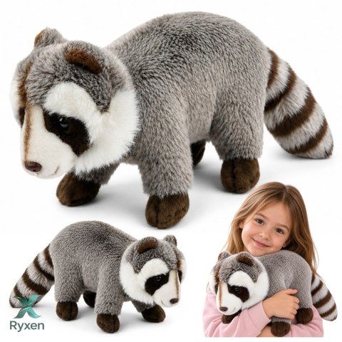 Pluszowy Szop Maskotka Przytulanka Realistyczny Szary 45 cm